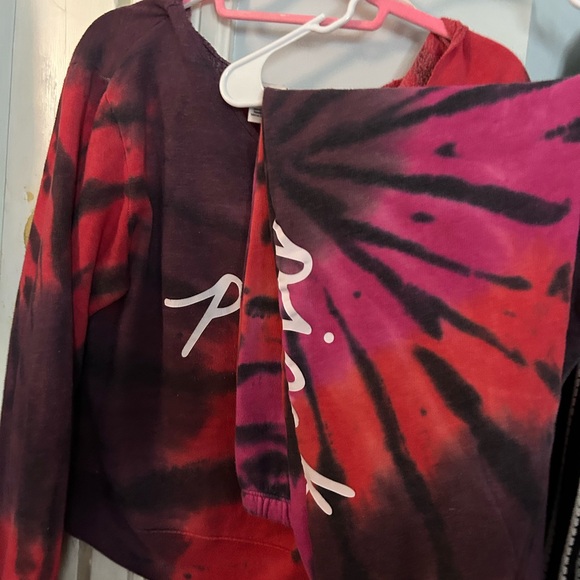 PINK  Tie-Dye off shoulder Sexy Sweat Set - Red Pink and Purple - Picture 2 of 4